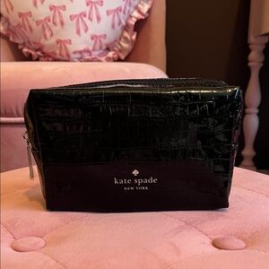 kate spade cosmetic pouch black croc
